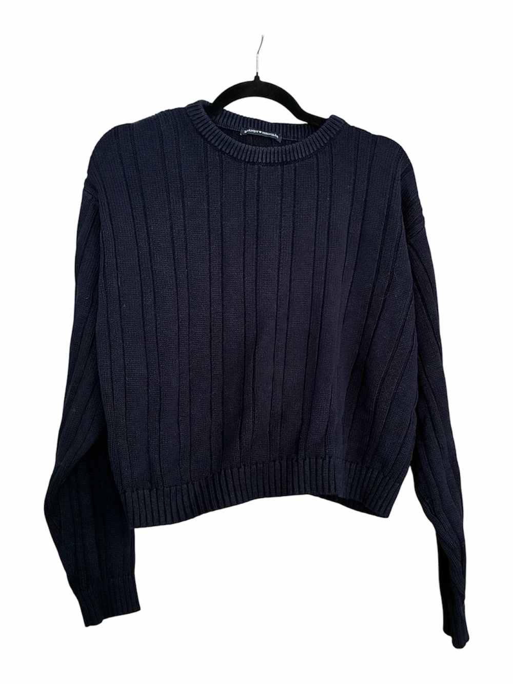 Brandy Melville Navy Ribbed Crew Sweater Sz large